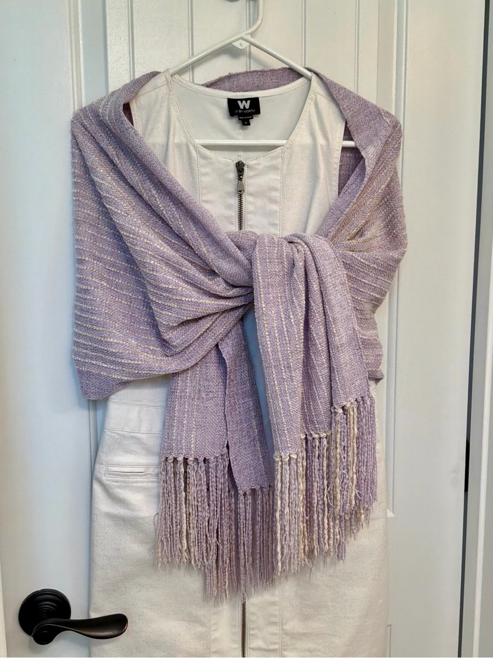 Lilac/Lavendar Cotton/Linen loom woven shawl.